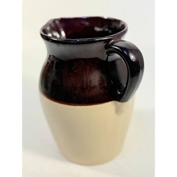 Roseville Stoneware Pitcher Vase RRP Made in USA. Beige/Brown Two Toned Farmhous - Picture 5 of 12